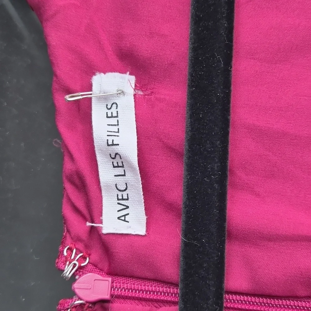Avec Les Filles Burgandy Dress with Pink And Gray Accents - Picture 2 of 7